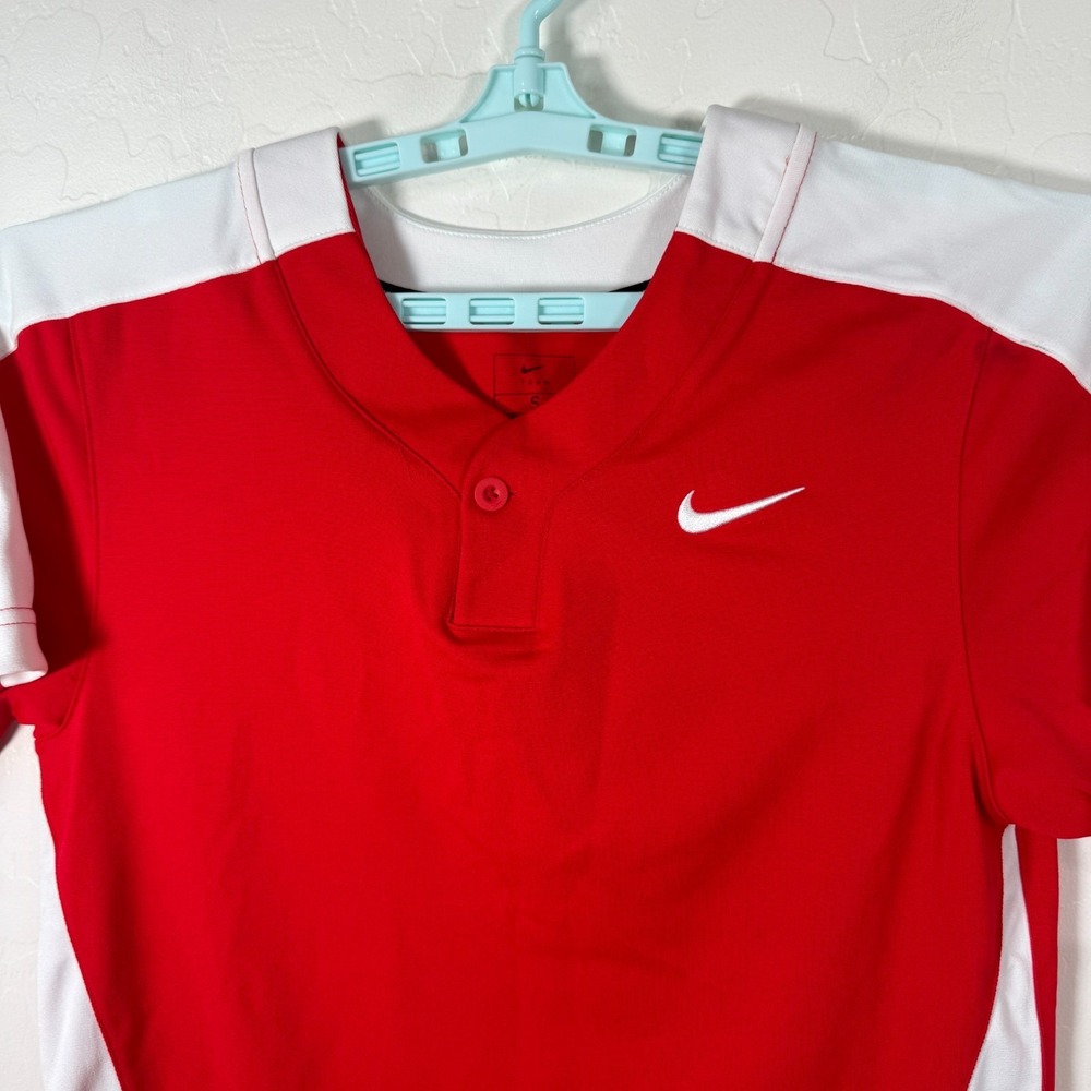 Nike Vapor One Button Baseball Jersey Mens Small White Red Short Sleeve New